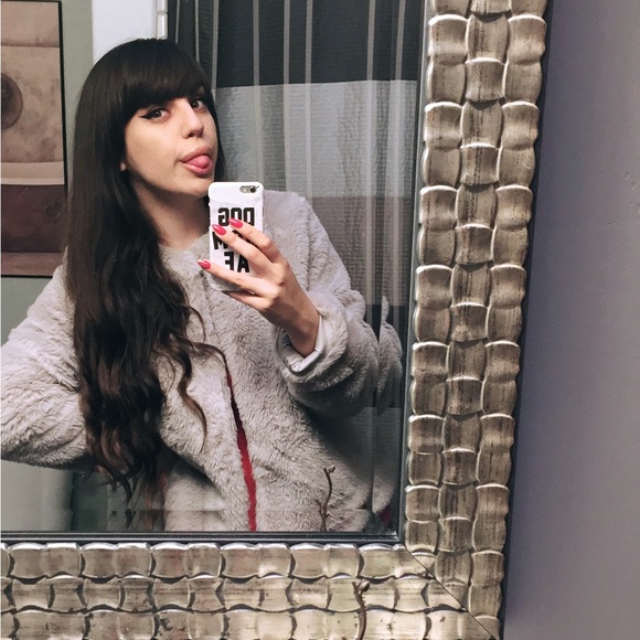 Super soft fluffy purple-grey faux fur jacket - Picture 2 of 4